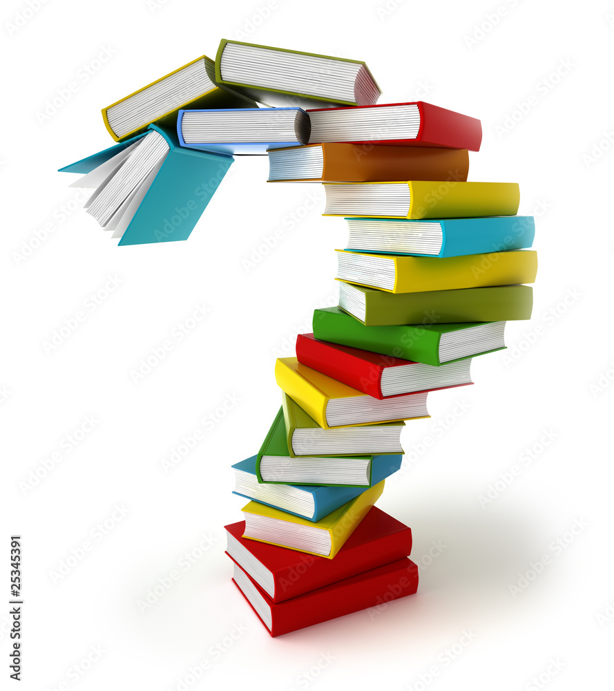 Question symbol from coloured books Question symbol from coloured books