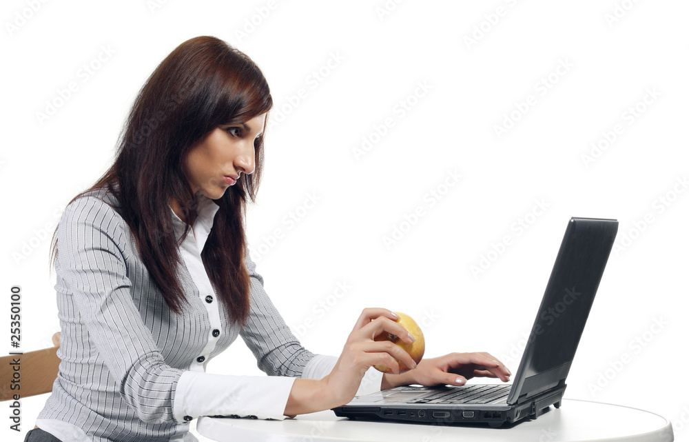 Tired women sitting with computer Tired women sitting with computer