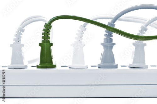 Wires plugged into power bar