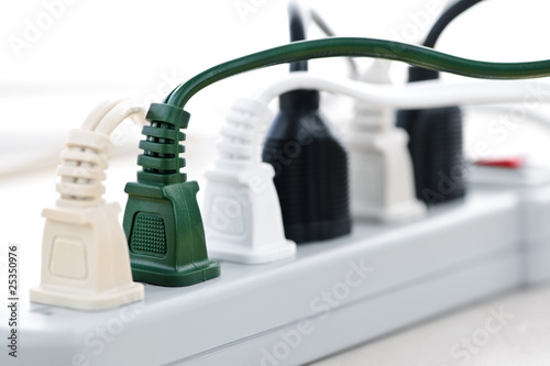 Wires plugged into power bar