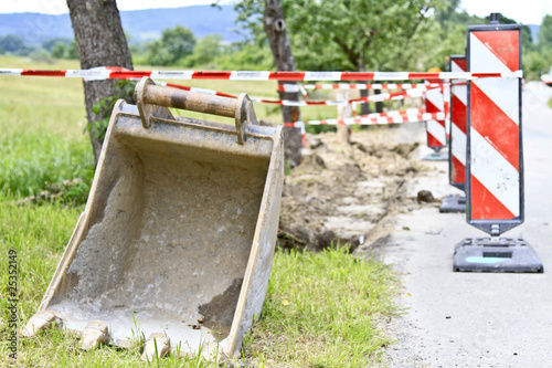 Baggerschaufel an einer Baustelle