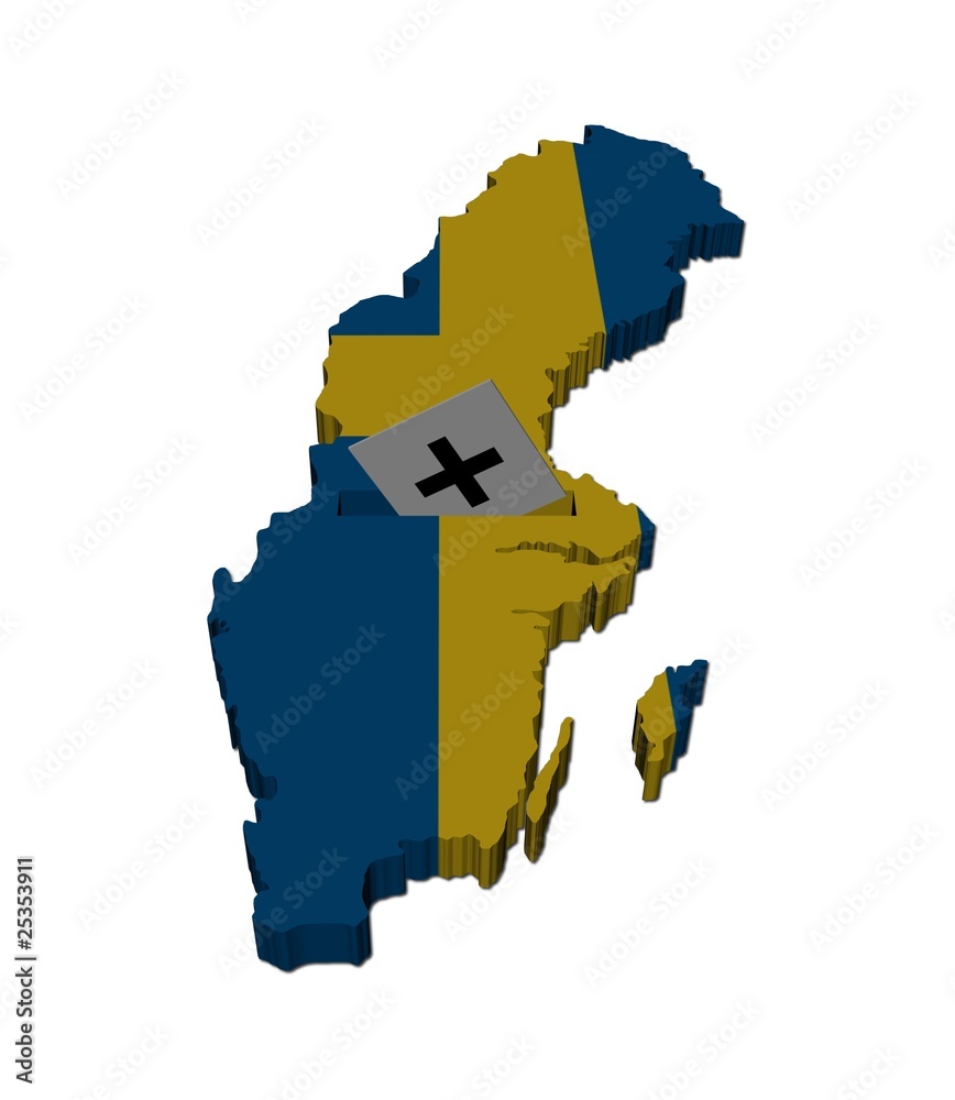 Obraz premium Sweden election map with ballot paper illustration