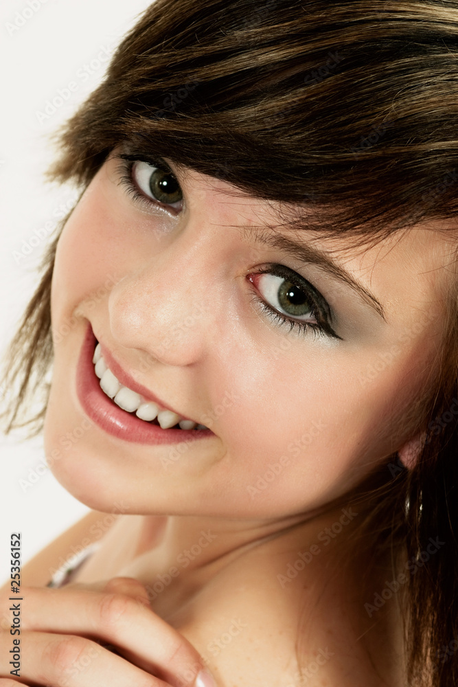 Obraz premium Fashion portrait of smiling beautiful young girl