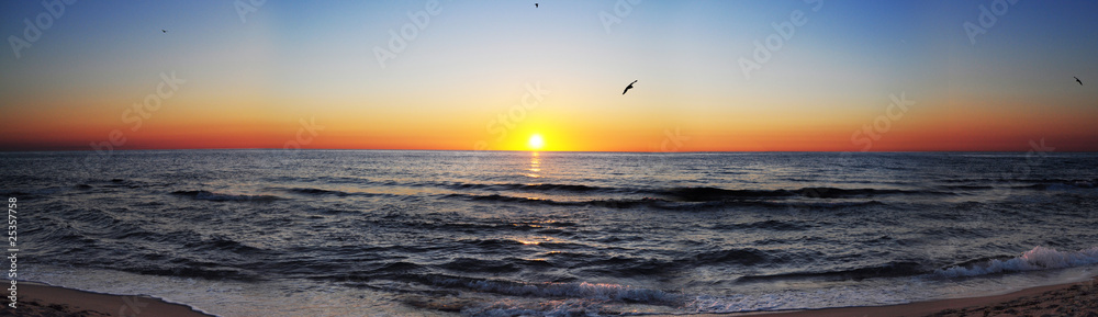 Sunrise at sea panorama