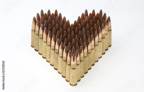 Heart made of rifle ammunitions