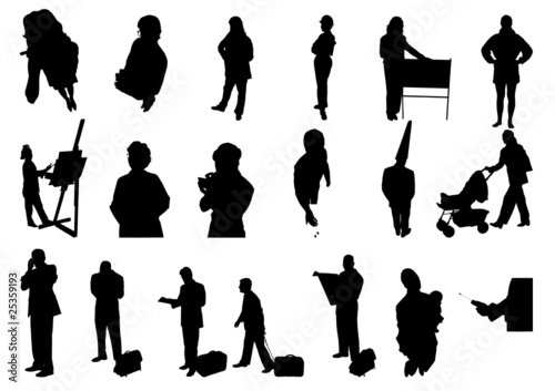 Silhouettes of casual people