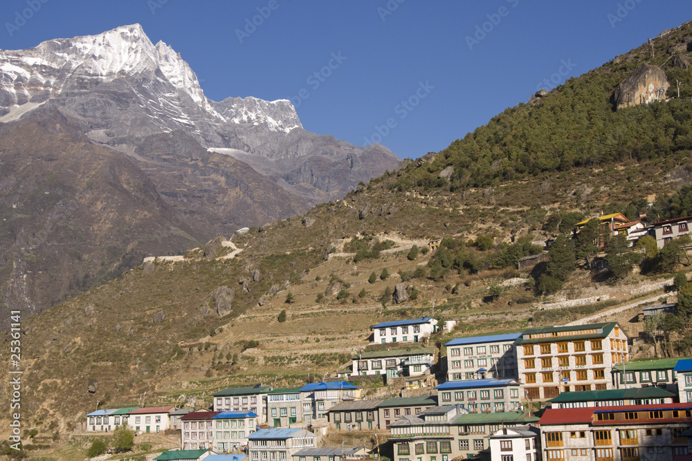 Village of Namche Bazar in the Nepalese Himalayas, Nepal