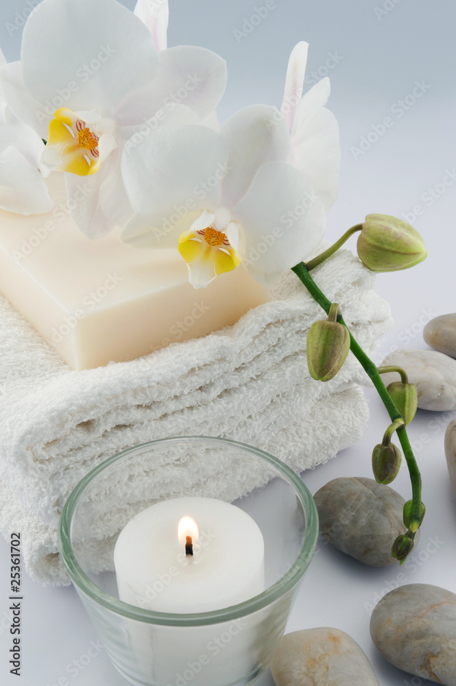 Soap with orchid and candle