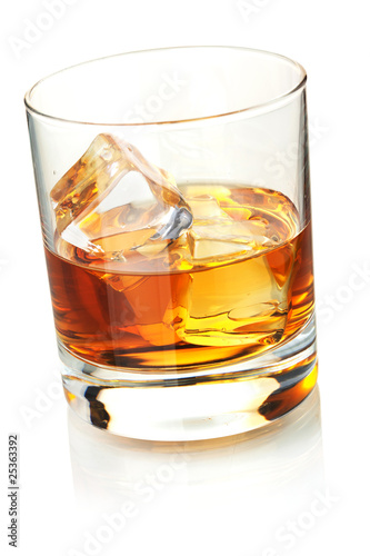 Whiskey with ice cubes