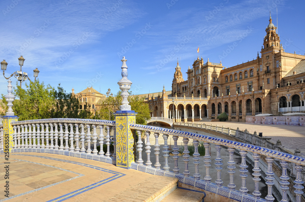 Obraz premium Ceramic balustrade, Plaza de Espana, Seville, Spain