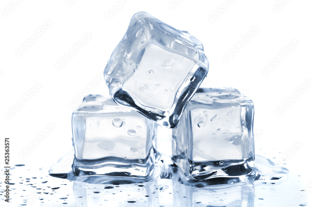 Three melting ice cubes - obrazy, fototapety, plakaty 