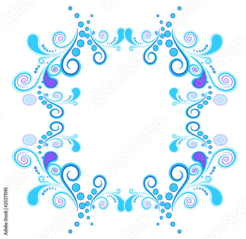 Floral and spiral elements border frame. Vector.