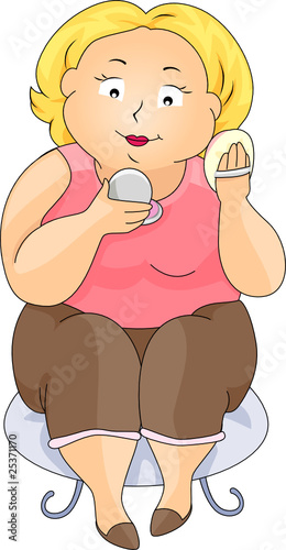 Plump Woman Powdering Cheeks