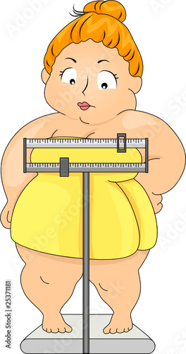 Plump Woman On Weighing Scale