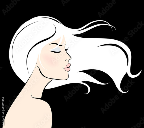 woman face with long hair