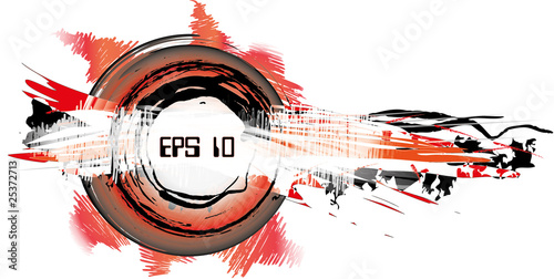 Grunge banner with curly strokes and copy space