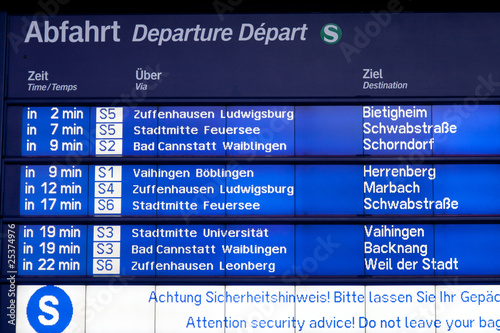 Stuttgart Bahnhof Anzeigetafel Abfahrten S-Bahn
