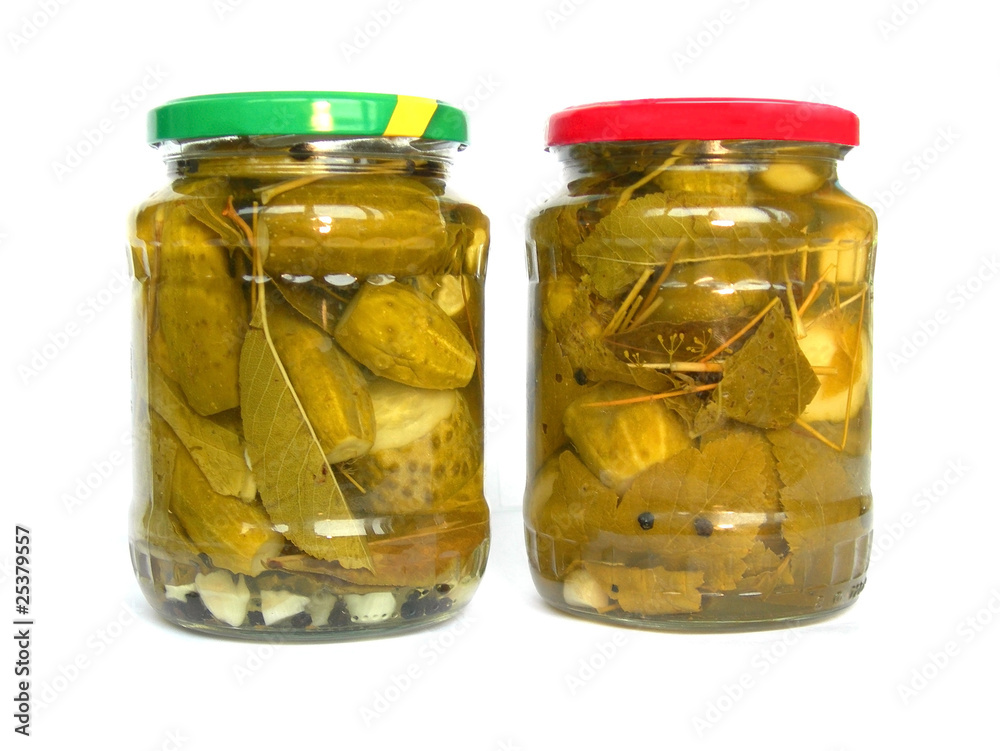 Banks with cucumbers. Banks with cucumbers.