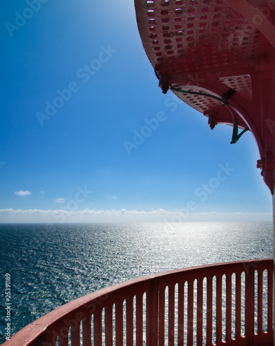 oceanview with a red handrail