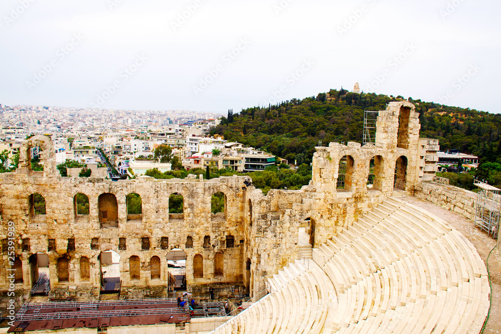 ncient theatre of Herodes Atticus is a small building of ancient