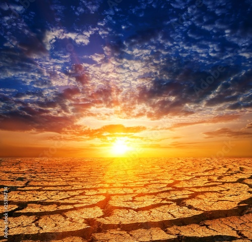 dry earth at the sunset