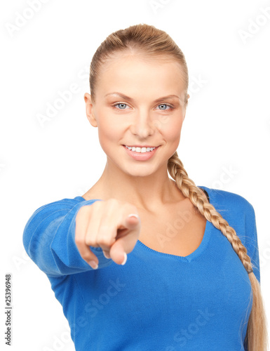 businesswoman pointing her finger