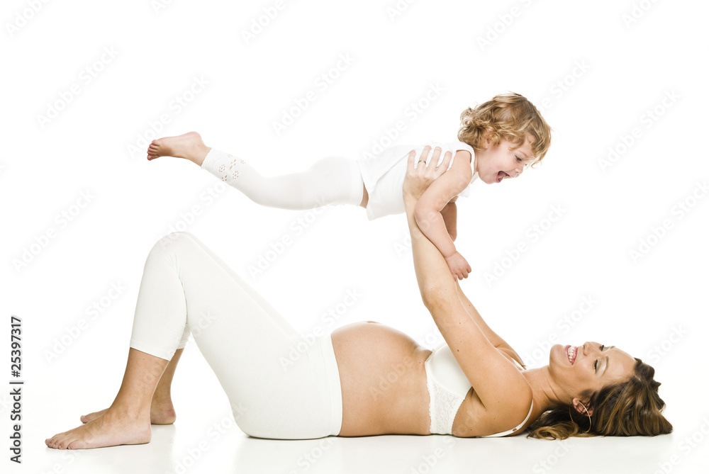 Pregnant woman with her daughter Pregnant woman with her daughter