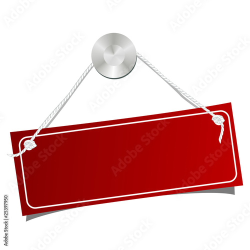 Red label on a nail.