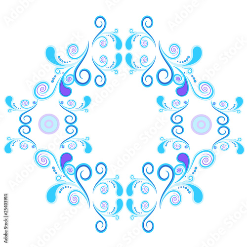 Floral and spiral elements border frame. Vector.
