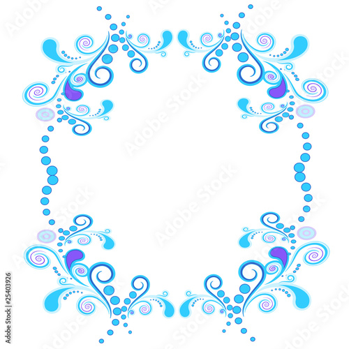 Floral and spiral elements border frame. Vector.