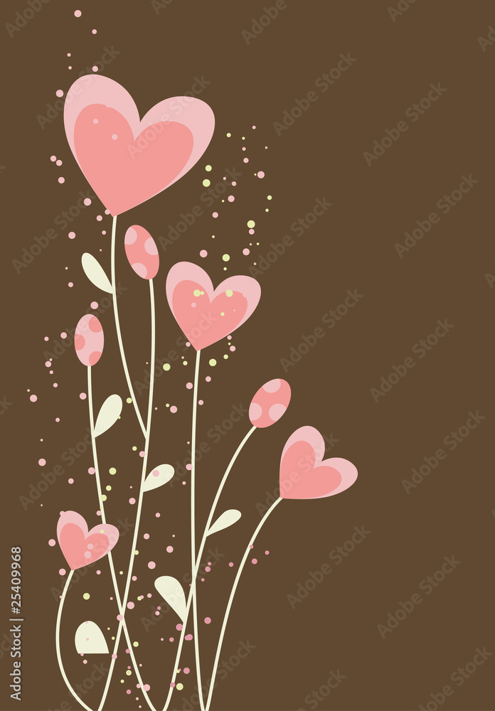 greeting with abstract hearts and flowers