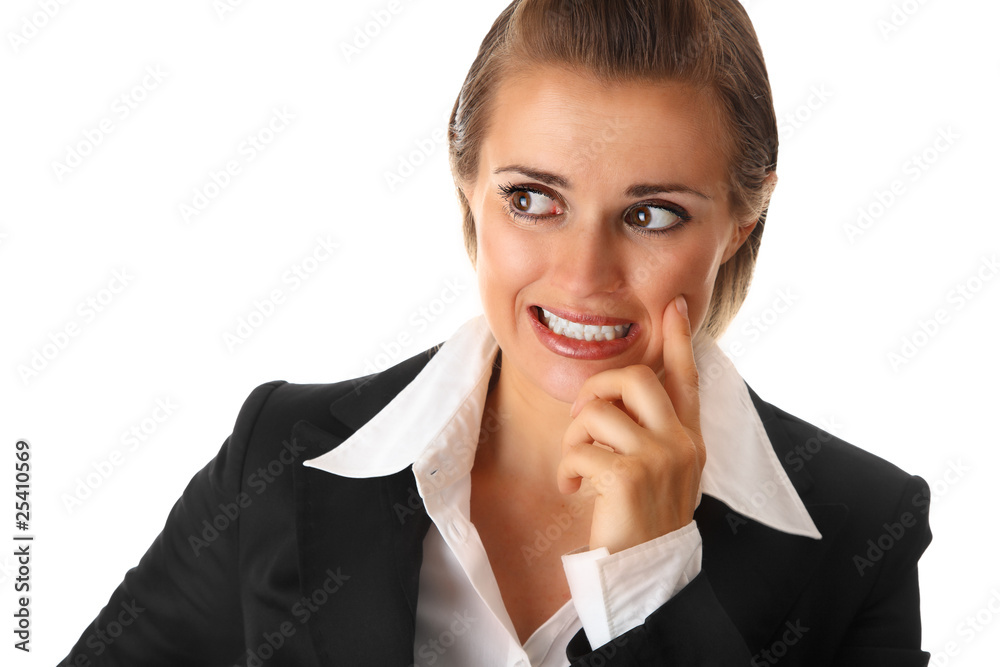 confused modern business woman isolated on white confused modern business woman isolated on white
