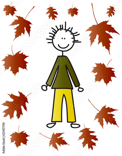 Junge im Herbstlaub