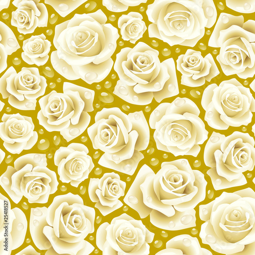 Vector white Rose seamless background