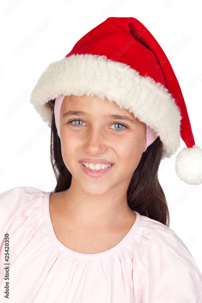 Adorable little girl with blue eyes and Christmas cup Adorable little girl with blue eyes and Christmas cup