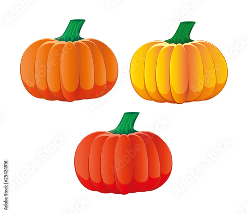 Three pumpkins  color variations