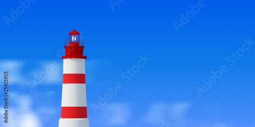 Lighthouse over blue sky background