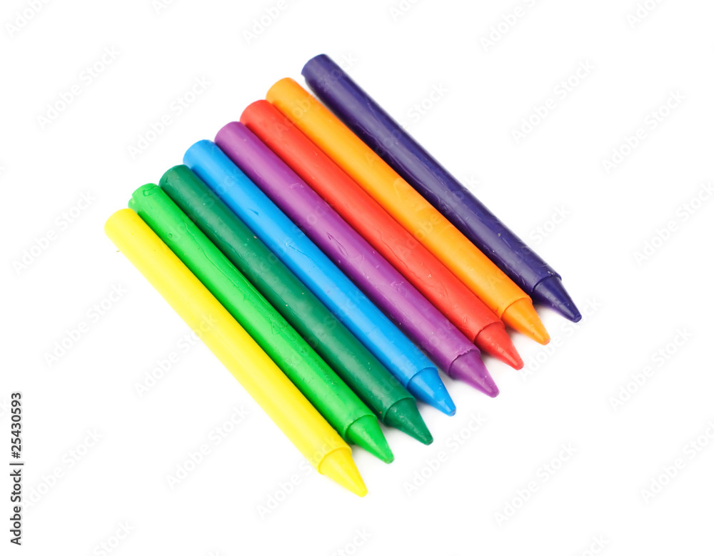 Multi-colored wax crayons