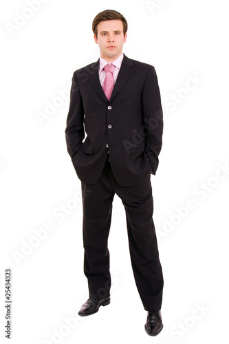 young business man full body isolated on white background