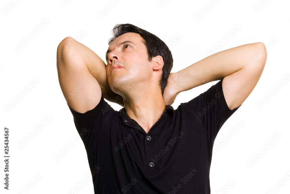 studio picture of a pensive young man, isolated on white studio picture of a pensive young man, isolated on white