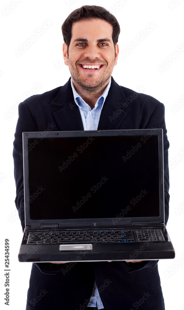 man showing laptop man showing laptop