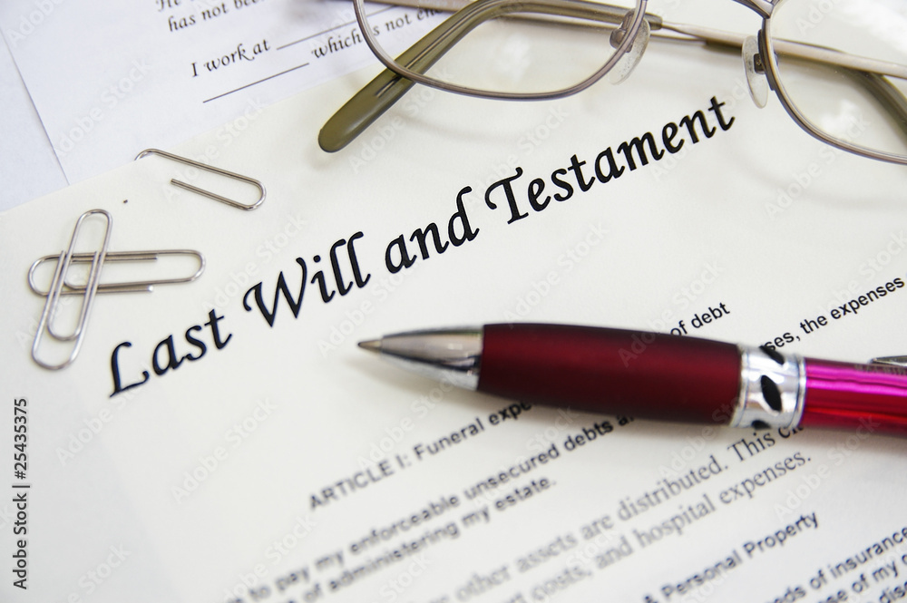 Last Will and Testament documents, with pen etc Last Will and Testament documents, with pen etc