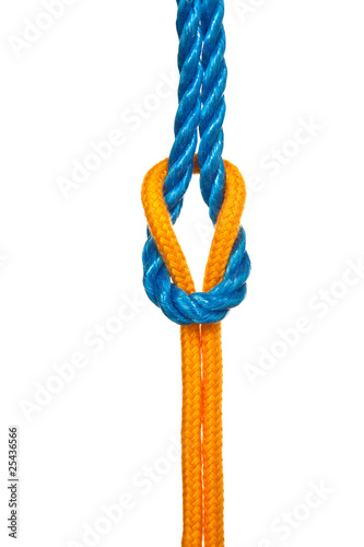Reef Knot with Blue and Yellow Ropes
