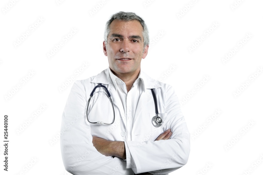 doctor senior expertise gray hair on white doctor senior expertise gray hair on white