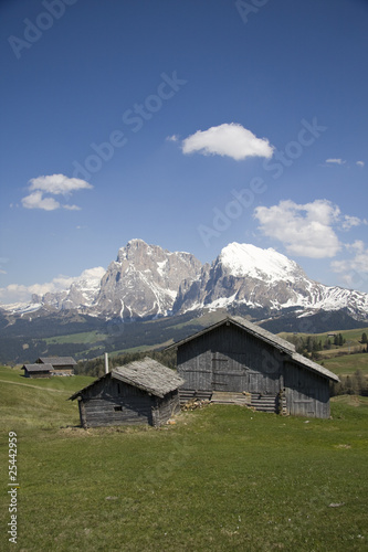 Berghütten auf der Seiser Alm