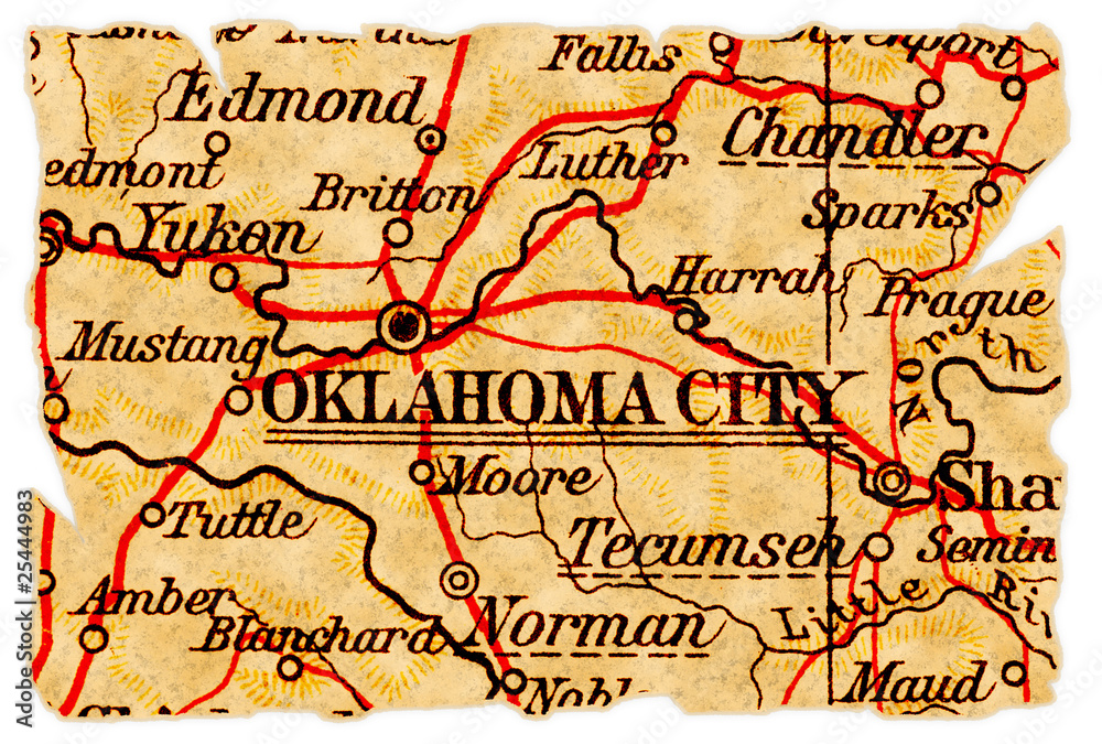 Obraz premium Oklahoma City old map