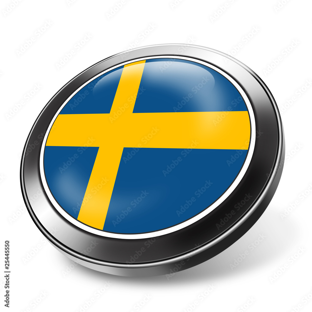 Fototapeta premium 3d button sweden flag