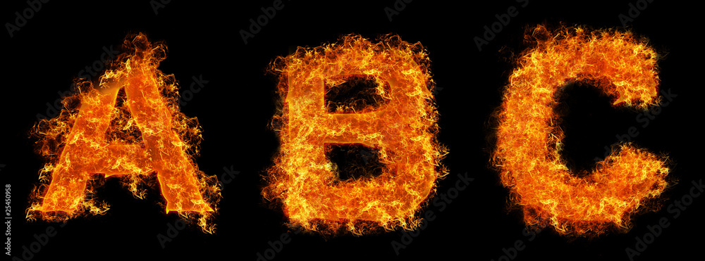 Set of Fire letter A B C