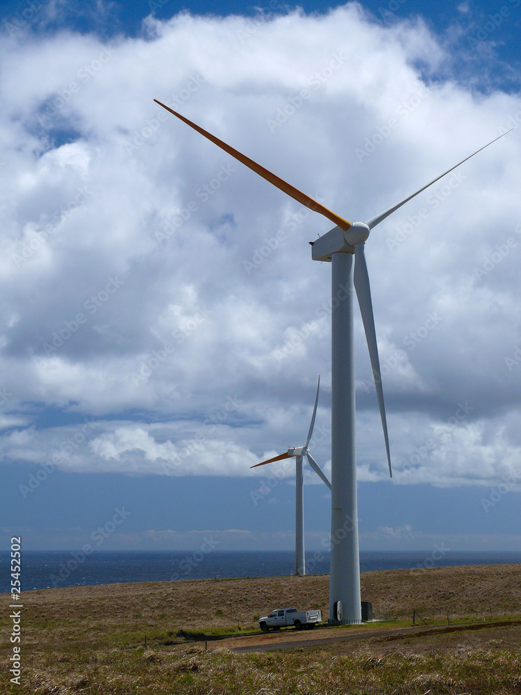 Servicing of a wind turbine on Big Island, Hawaii