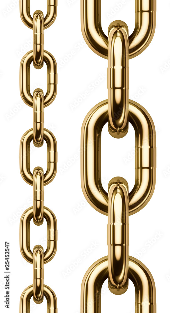 Seamless gold chain isolated on white background Seamless gold chain isolated on white background